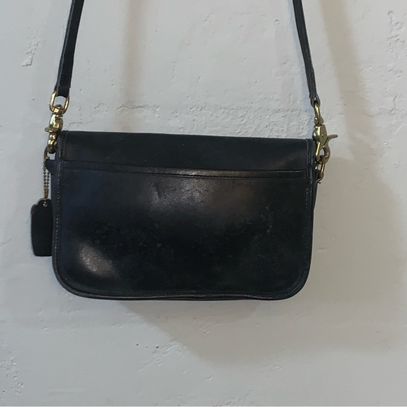 Vintage Coach Black Leather Purse Pocketbook Turnlock Convertible Bag 1980s 70s? - Picture 13 of 16